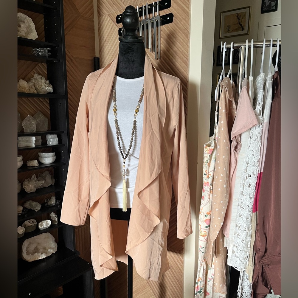 Flowy Open Front Light Pink Forever 21 High Low Boho Jacket